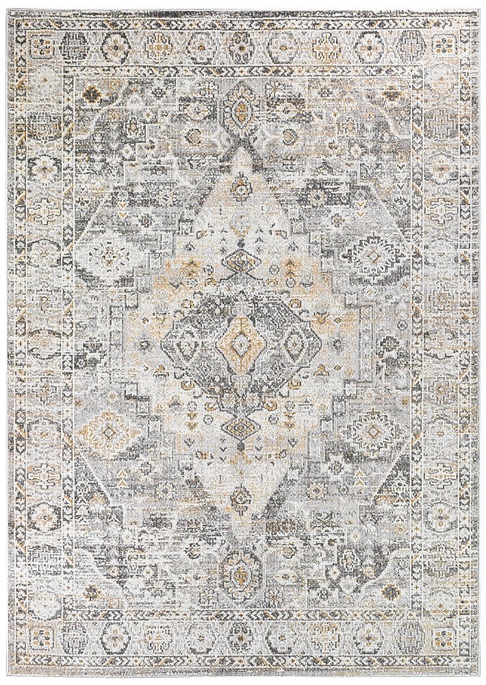 Medina Grey Mustard Rug 0320C - Floorsome - MODERN - MARA - 0320C - CREAM - 80X300 - MODERN