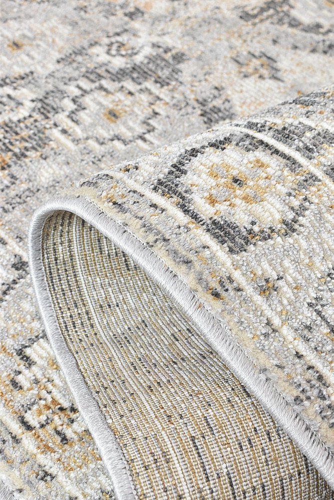Medina Grey Mustard Runner Rug 0320C - Floorsome - RUNNER - MARA - 0320C - CREAM - 80X300 - RUNNER