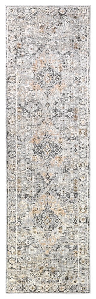 Medina Grey Mustard Runner Rug 0320C - Floorsome - RUNNER - MARA - 0320C - CREAM - 80X300 - RUNNER