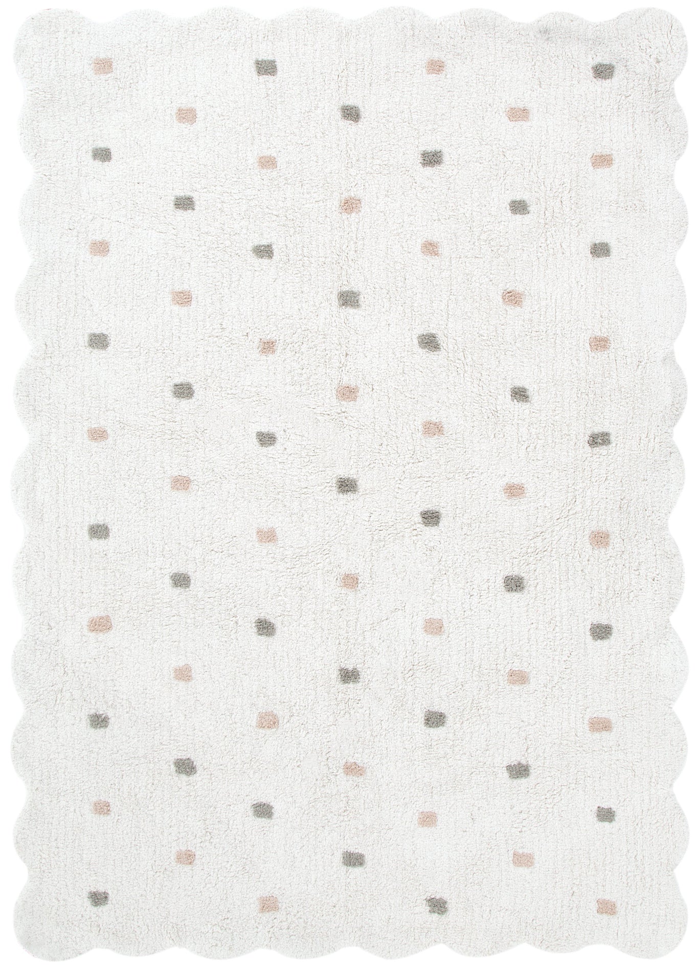 Mellow Rectangle Scalloped Kids Rug White & Multi - Floorsome - Area Rug - MELL120STAR - Area Rug