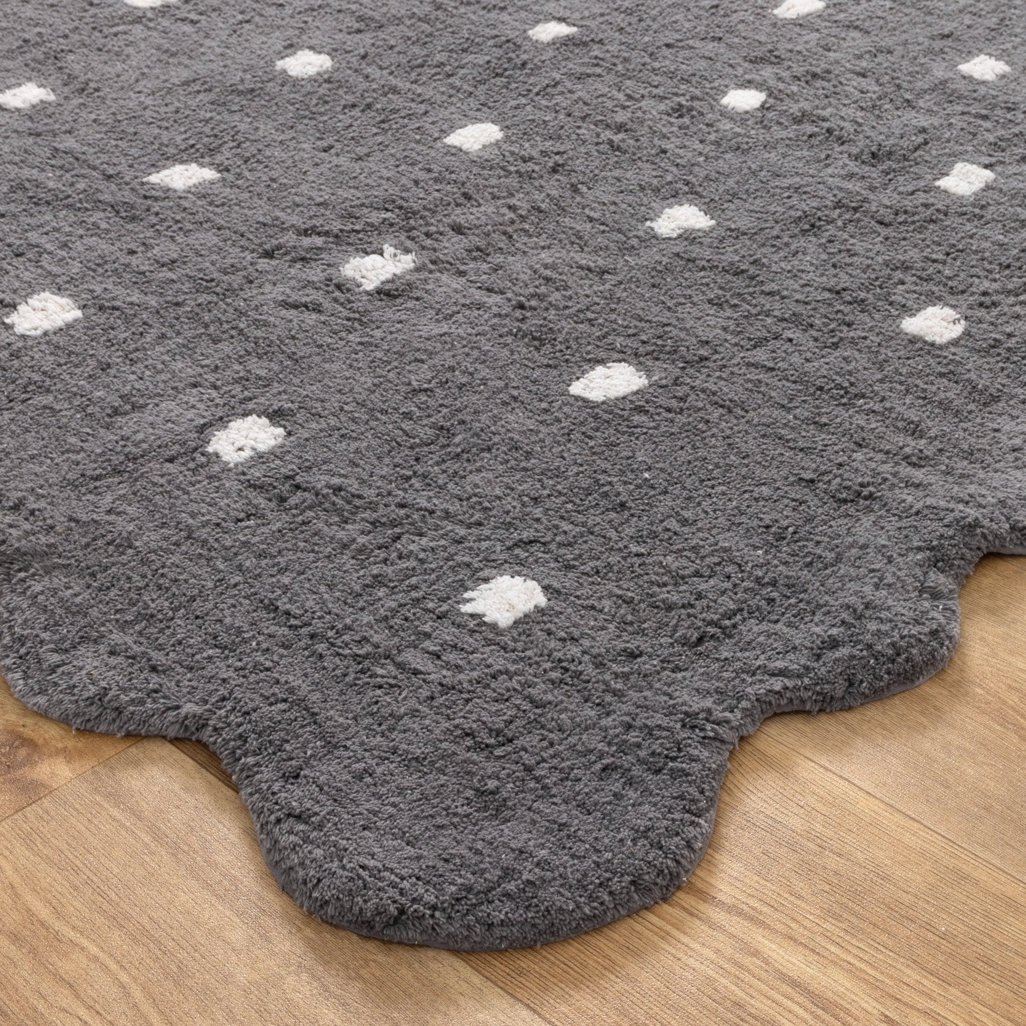 Mellow Round Scalloped Kids Rug Grey - Floorsome - Area Rug - MELL12RGARG - Area Rug