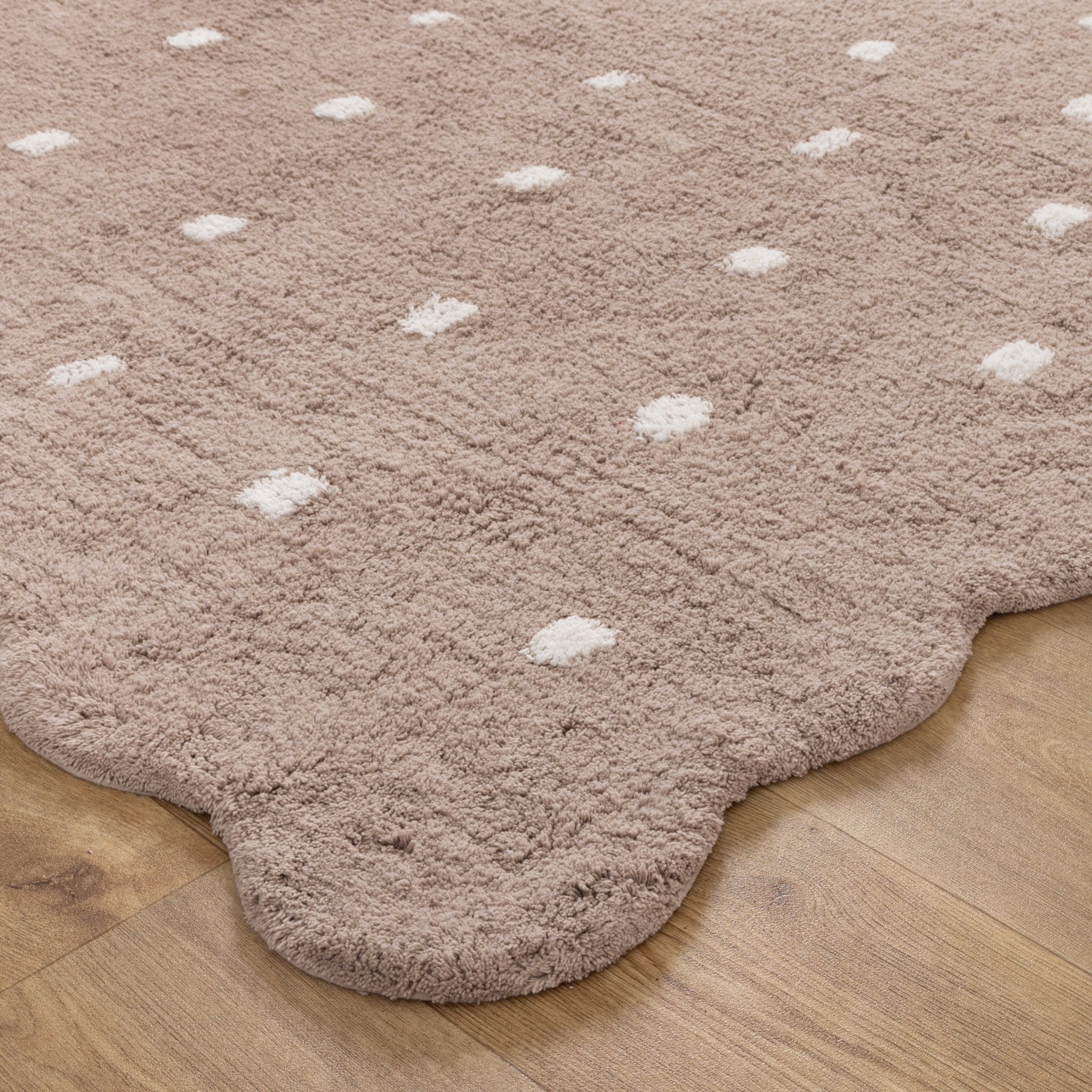 Mellow Round Scalloped Kids Rug Mushroom Beige - Floorsome - Area Rug - MELL12RMUSH - Area Rug