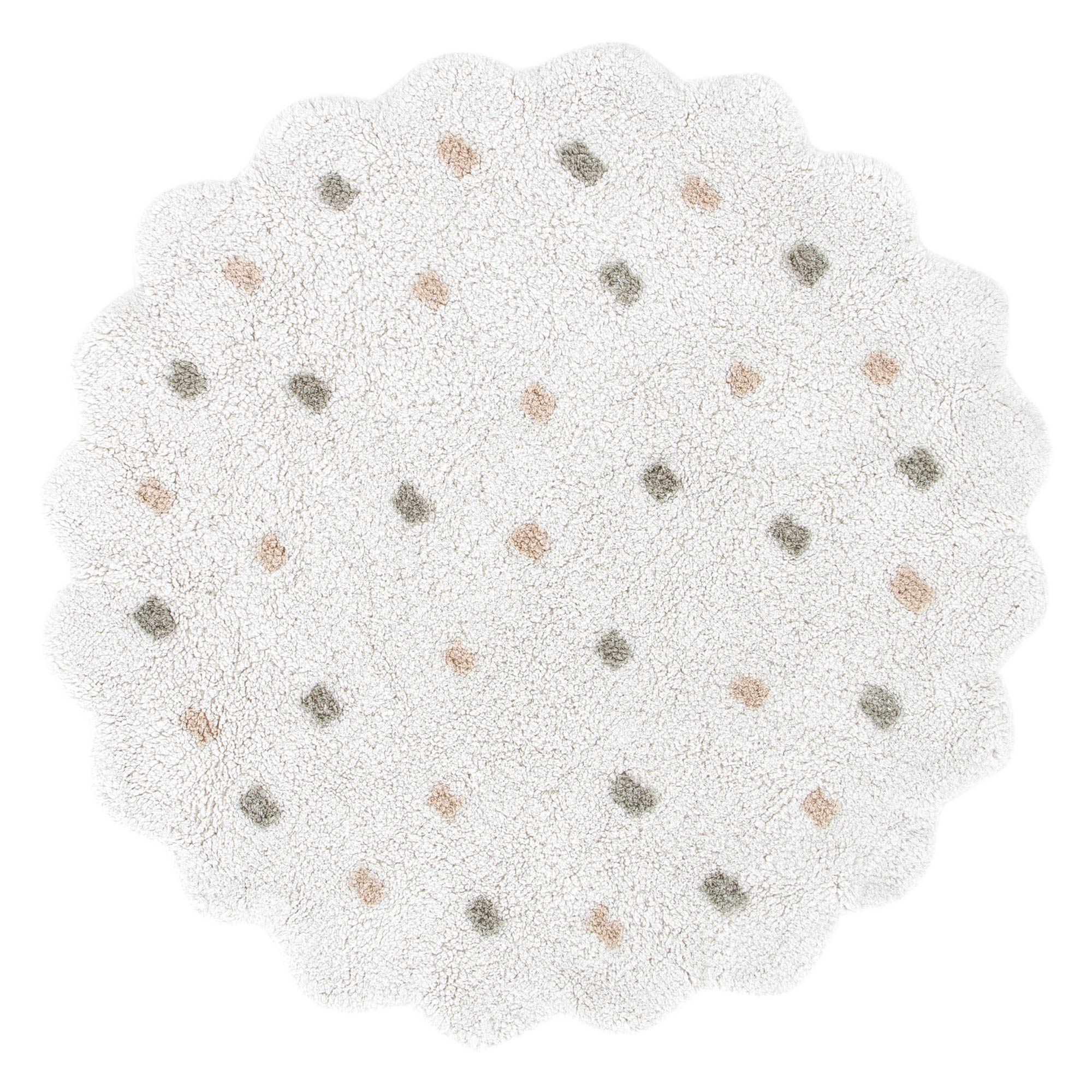 Mellow Round Scalloped Kids Rug White & Multi - Floorsome - Area Rug - MELL12RSTAR - Area Rug