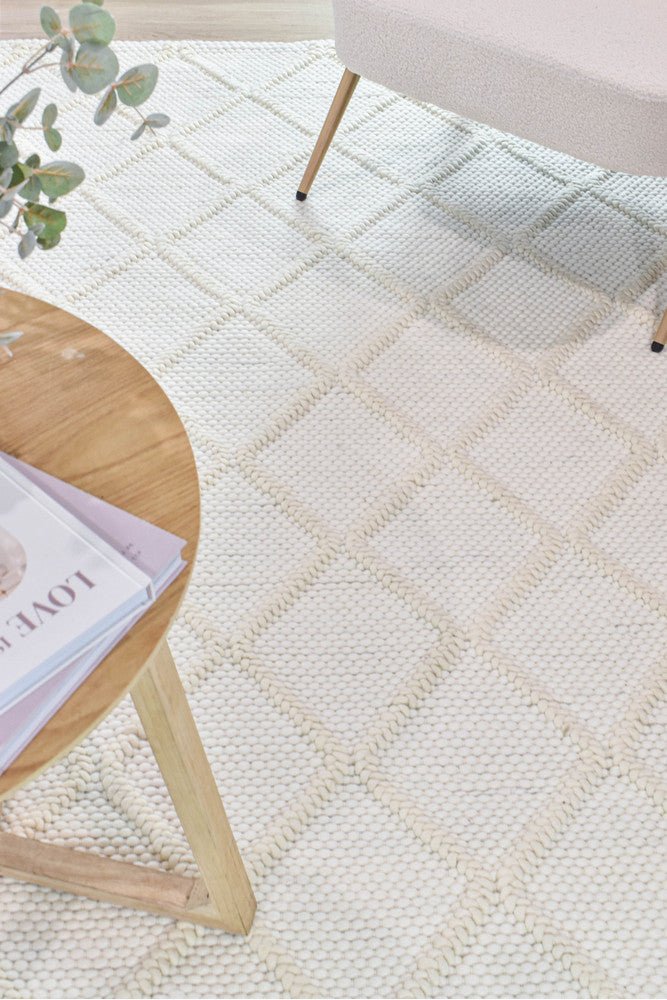 Mellura Diamond Frost Wool Rug - Floorsome - TEXTURED - ALL - DIAMOND - FROST - 155X225 - TEXTURED