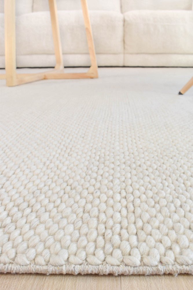 Mellura Pearl Wool Rug - Floorsome - TEXTURED - ALL - PEARL - 155X225 - TEXTURED