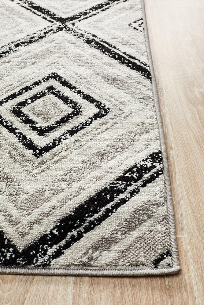 Metro 616 Geo Diamonds Rug Grey Black - Floorsome - Modern - MET - 616 - BLK - 230X160 - Modern