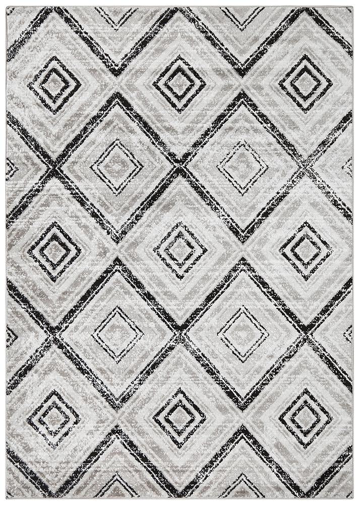 Metro 616 Geo Diamonds Rug Grey Black - Floorsome - Modern - MET - 616 - BLK - 230X160 - Modern