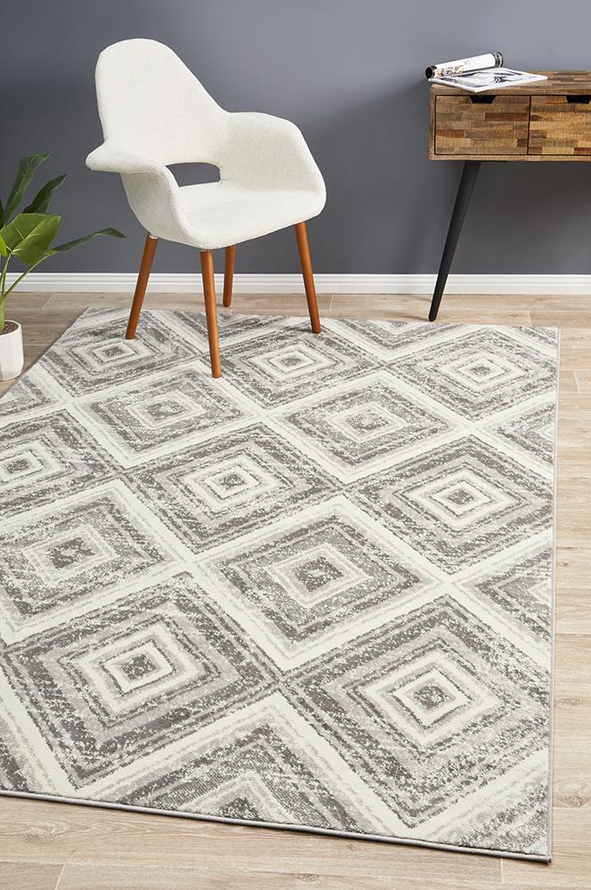 Metro 616 Geo Diamonds Rug Silver Grey - Floorsome - Modern - MET - 616 - SIL - 230X160 - Modern