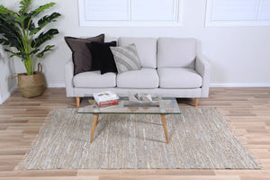 Metro Beige Modern Leather Rug - Floorsome - Flatweave