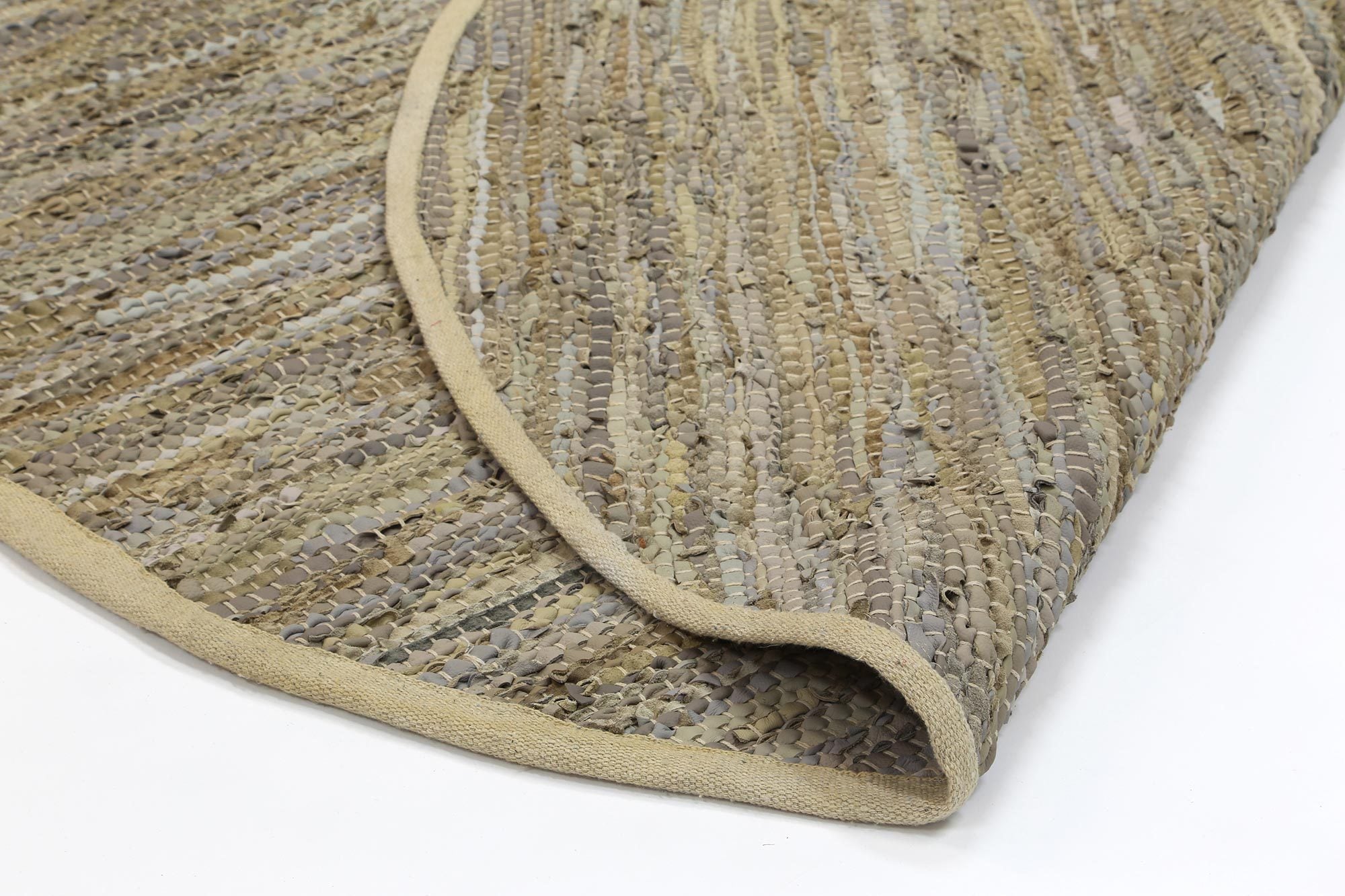Metro Beige Modern Leather Rug - Floorsome - Flatweave - GYPS160SAGE - Flatweave