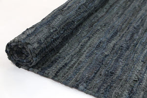 Metro Grey Modern Leather Rug - Floorsome - Flatweave
