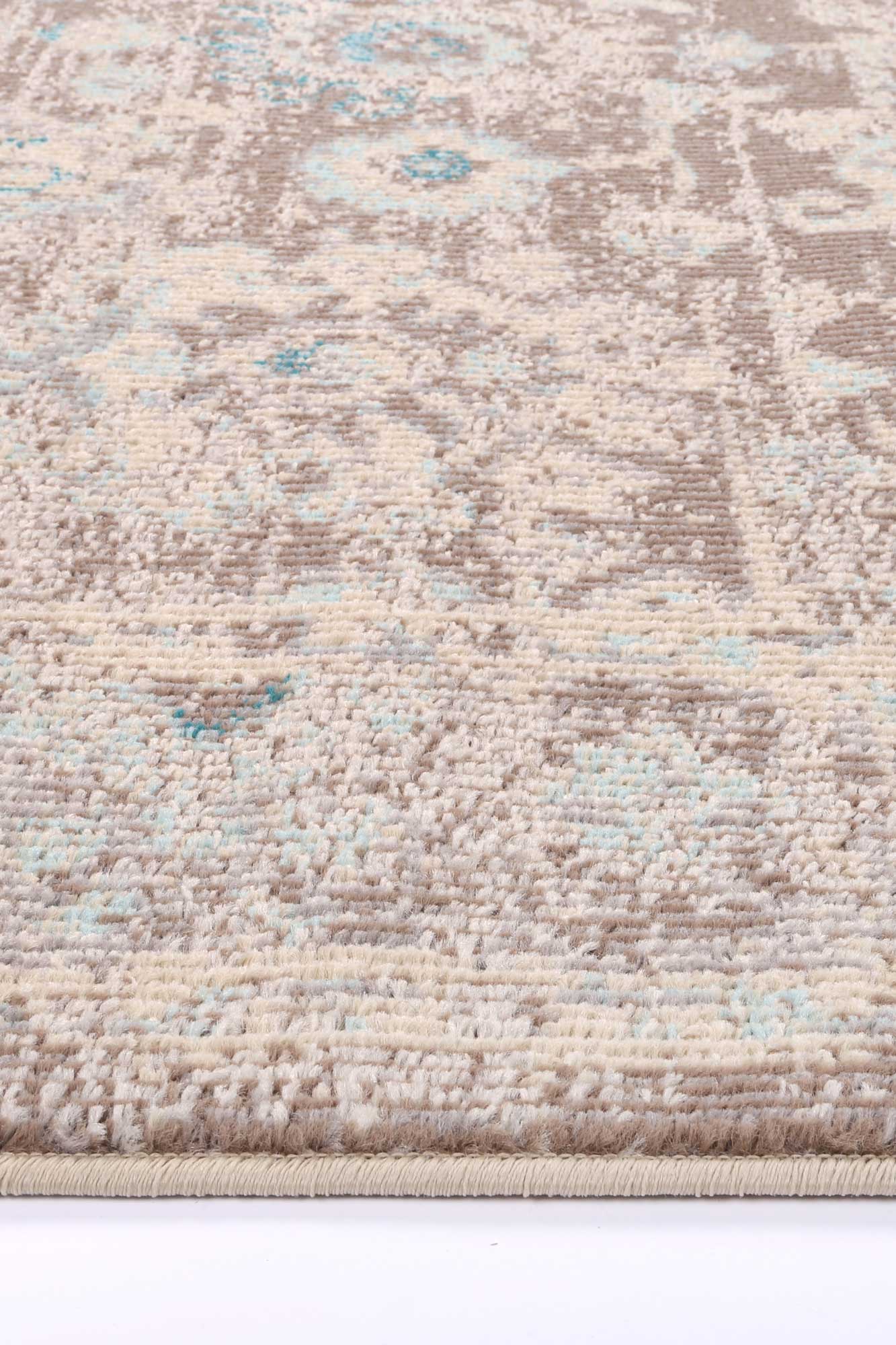 Micah Grey/Sky Blue Floral Rug - Floorsome - Rug - TULI16017 - Rug