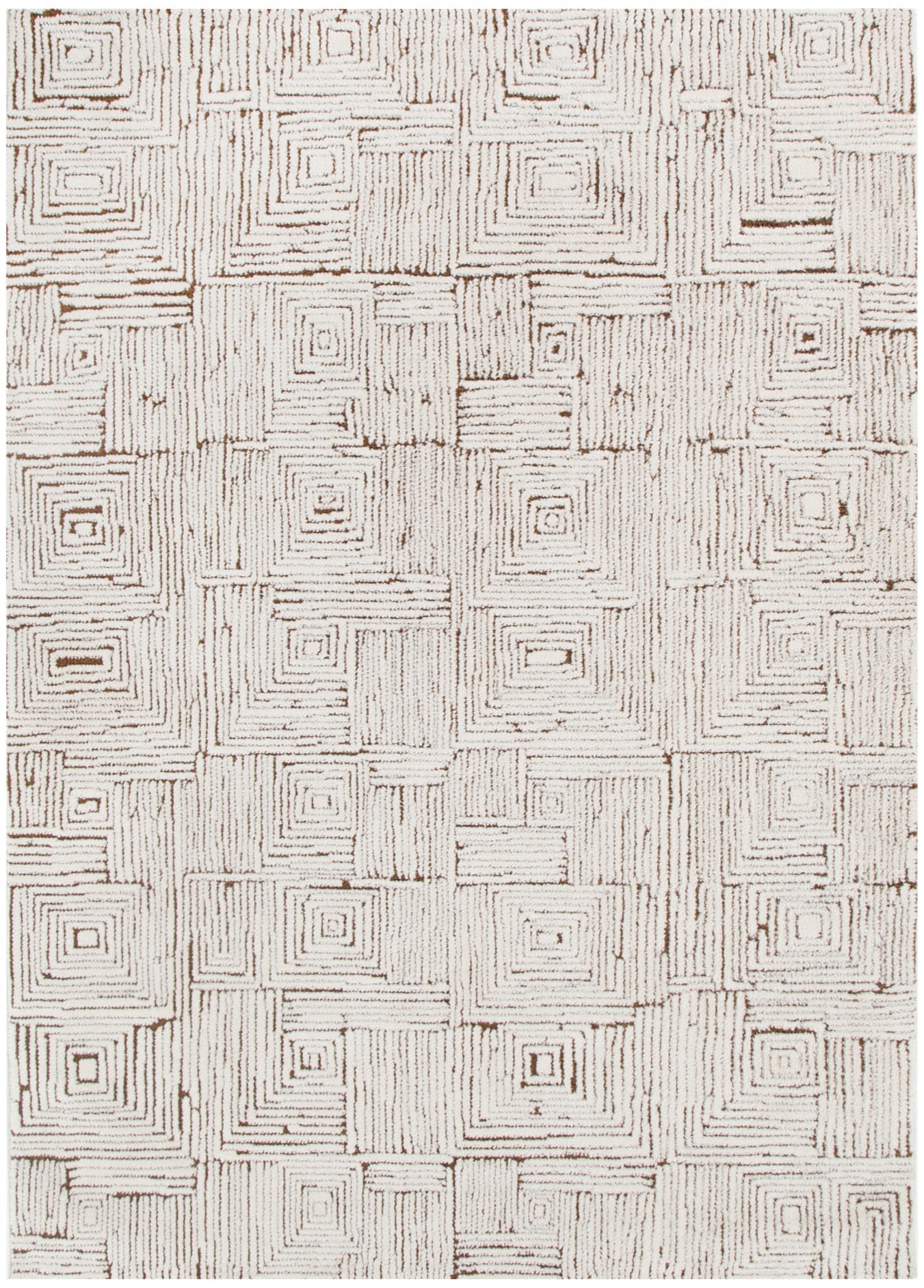 Mila Geometric Squares Cream Brown Rug - Floorsome - Area Rug - MILA160MIL8 - Area Rug
