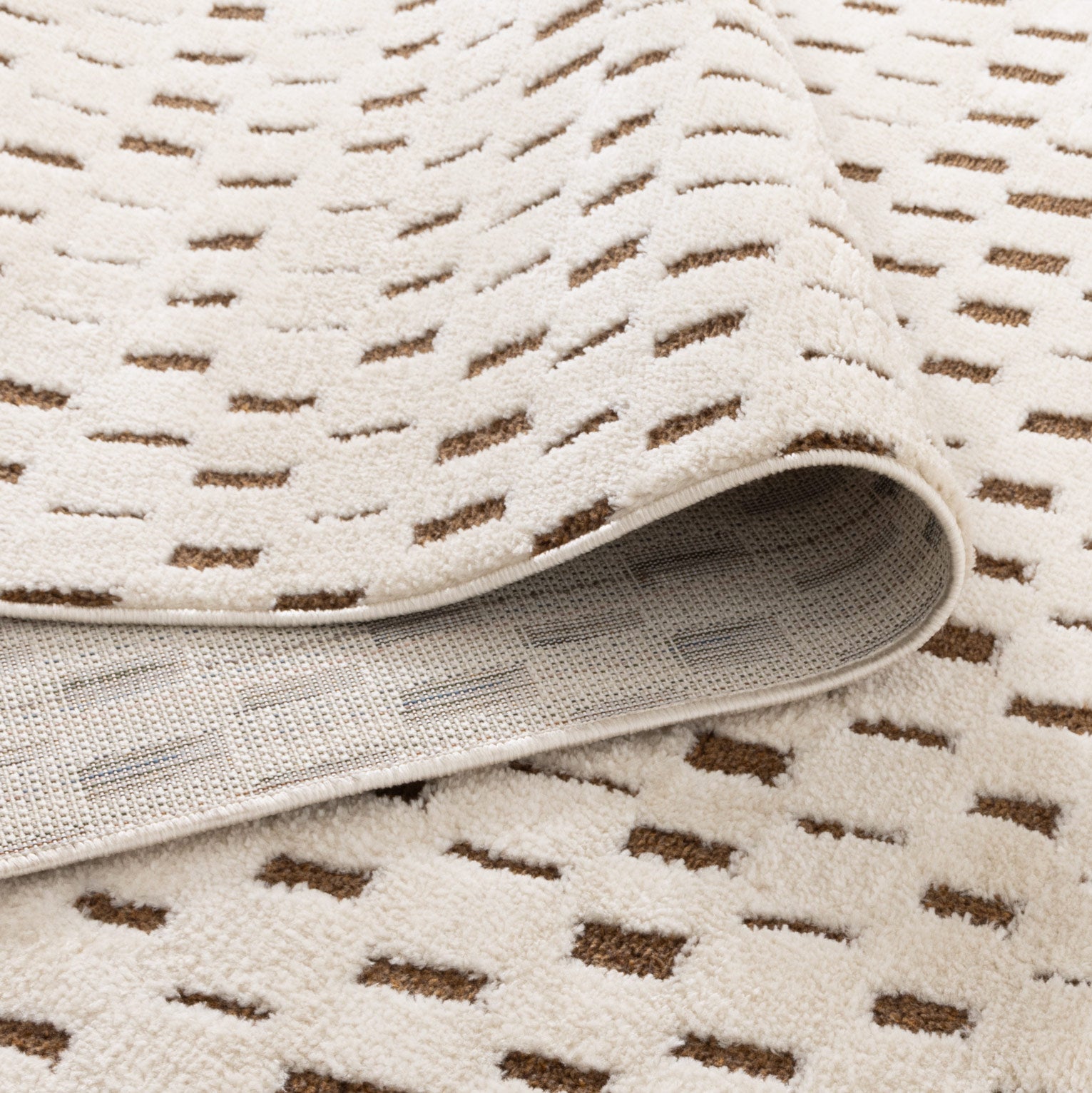 Mila Monochrome Squares Brown and Cream Rug - Floorsome - Area Rug - MILA803MIL3 - Area Rug