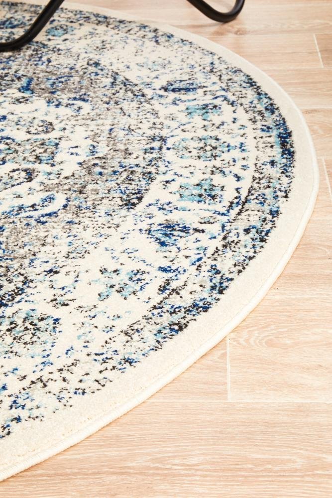 Mist White Transitional Round Rug - Floorsome - Modern - EVO - 251 - WHI - 150X150 - Modern