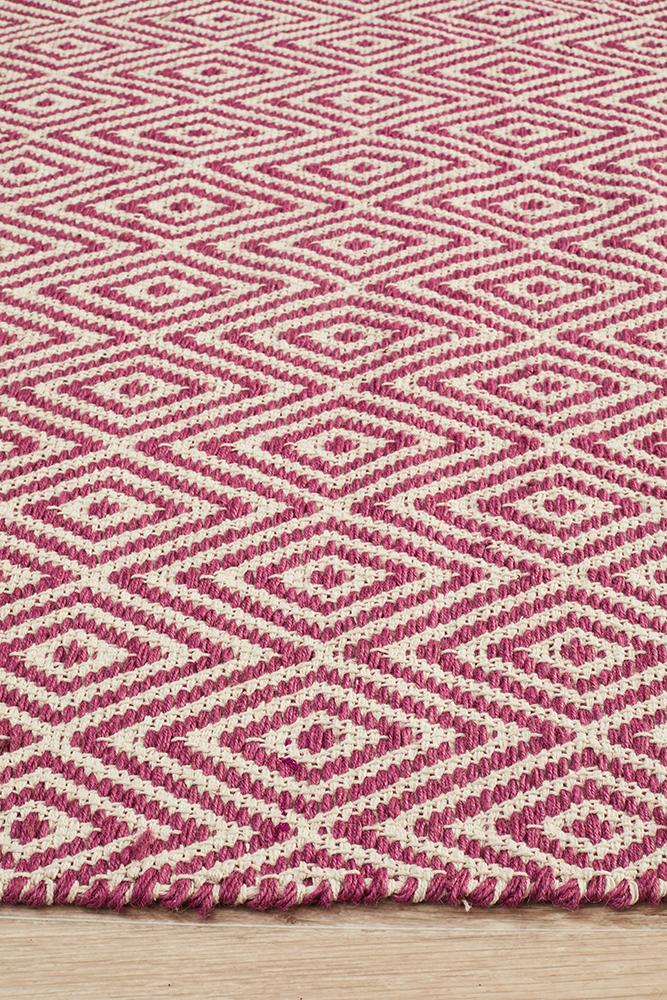 Modern Flatweave Diamond Design Pink Rug - Floorsome - Modern - ABO - DIA - PINK - 225X155 - Modern
