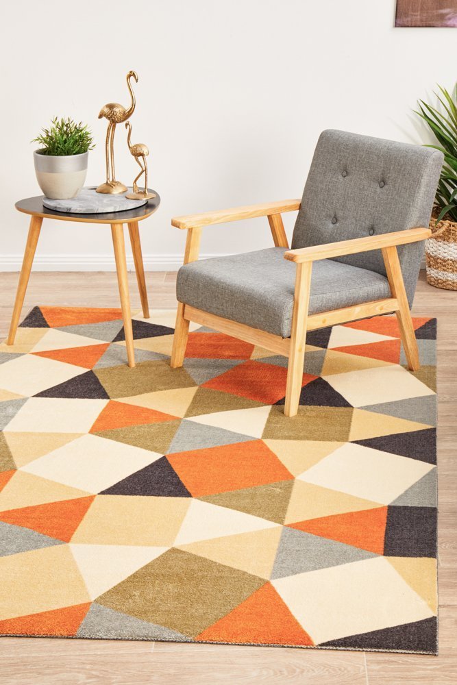 Modern Pixels Rug Rust Grey Blue - Floorsome - Modern - CIT - 564 - RUST - 160X110 - Modern