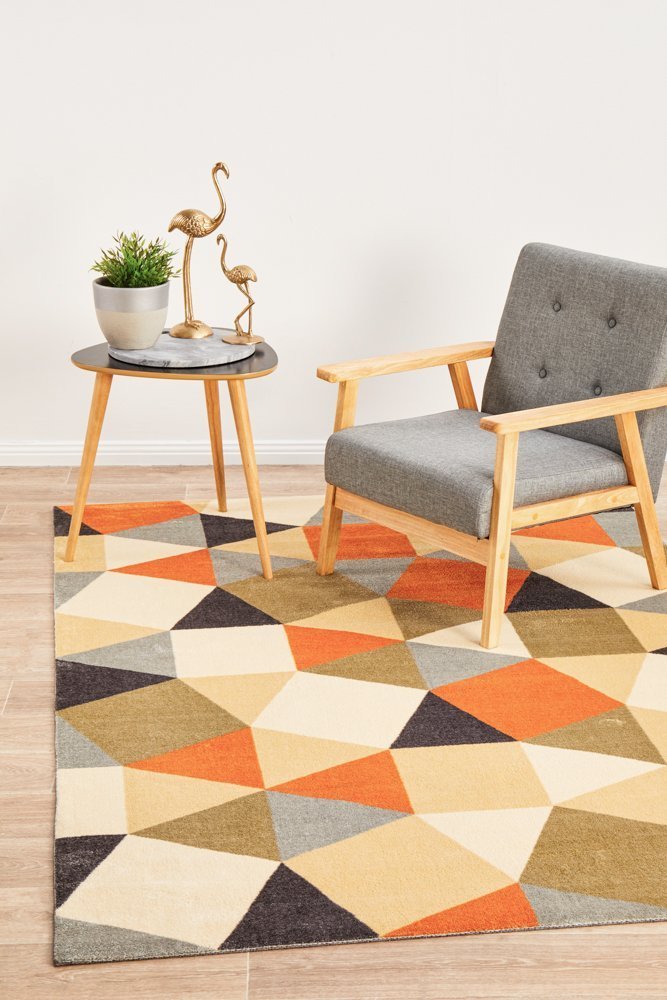 Modern Pixels Rug Rust Grey Blue - Floorsome - Modern - CIT - 564 - RUST - 160X110 - Modern