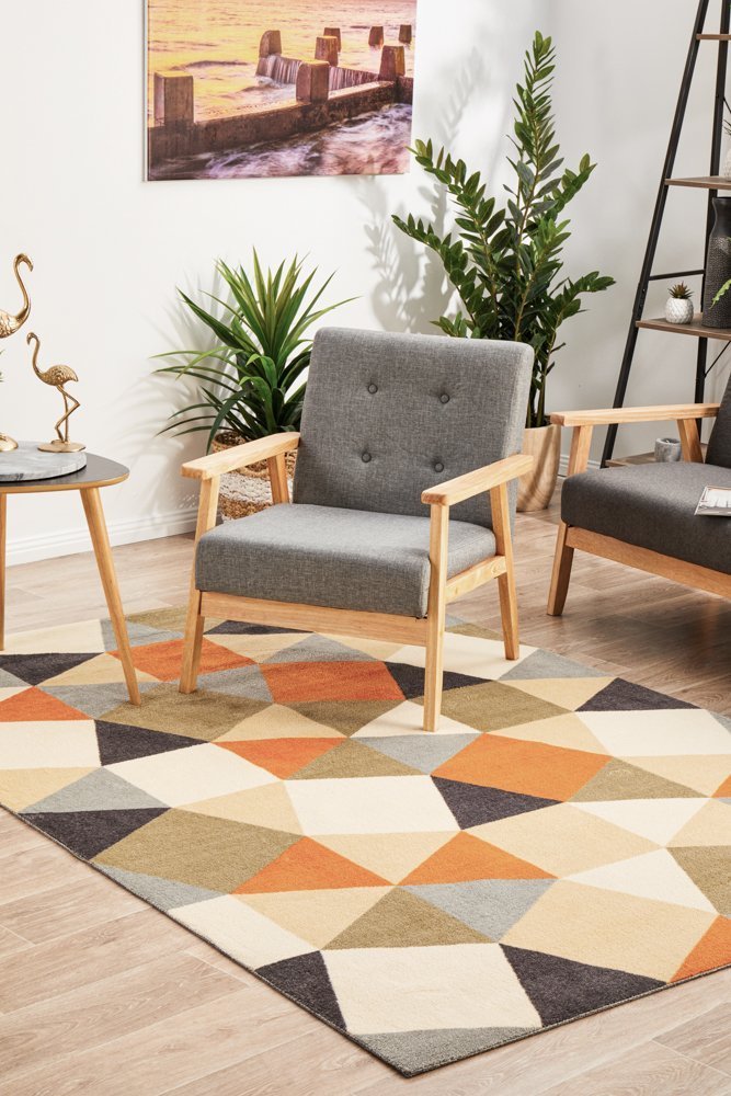 Modern Pixels Rug Rust Grey Blue - Floorsome - Modern - CIT - 564 - RUST - 160X110 - Modern