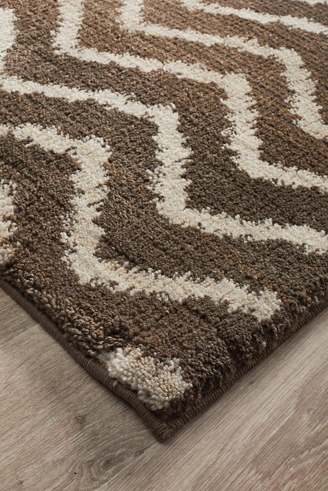 Moroccan Chevron Design Rug Brown Beige - Floorsome - Modern - MOR - 180 - BEI - 230X160 - Modern