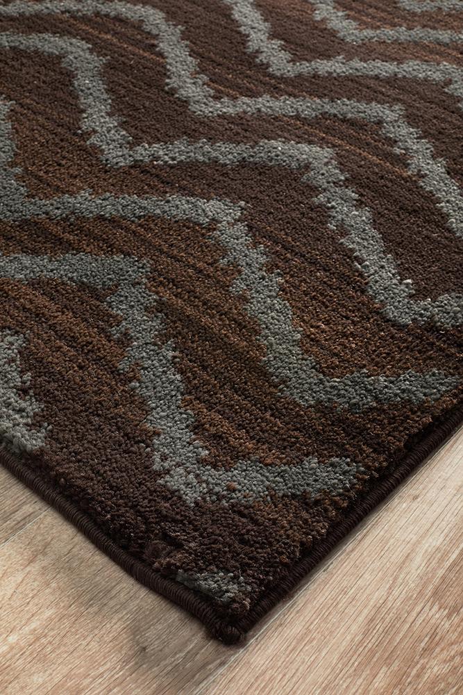 Moroccan Chevron Design Rug Brown Grey - Floorsome - Modern - MOR - 180 - BRO - 230X160 - Modern