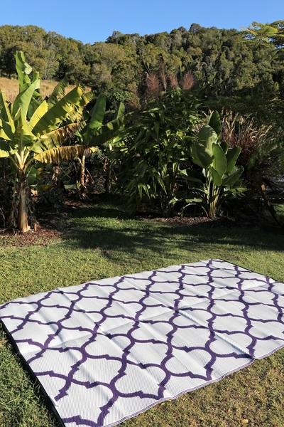 MOROCCAN Recycled Plastic Mat, AUBERGINE & White 1.8 x 2.7m - Floorsome - Outdoor Rugs - GKOZ399B - Outdoor Rugs