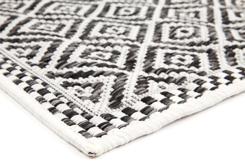 Moti Black And White Diamond Polypropylene Outdoor Rug - Floorsome - Outdoor Rugs - ILLMOTI00080150 - Outdoor Rugs