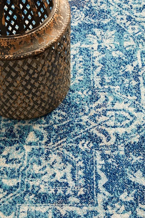 Muse Blue Transitional Round Rug - Floorsome - Modern