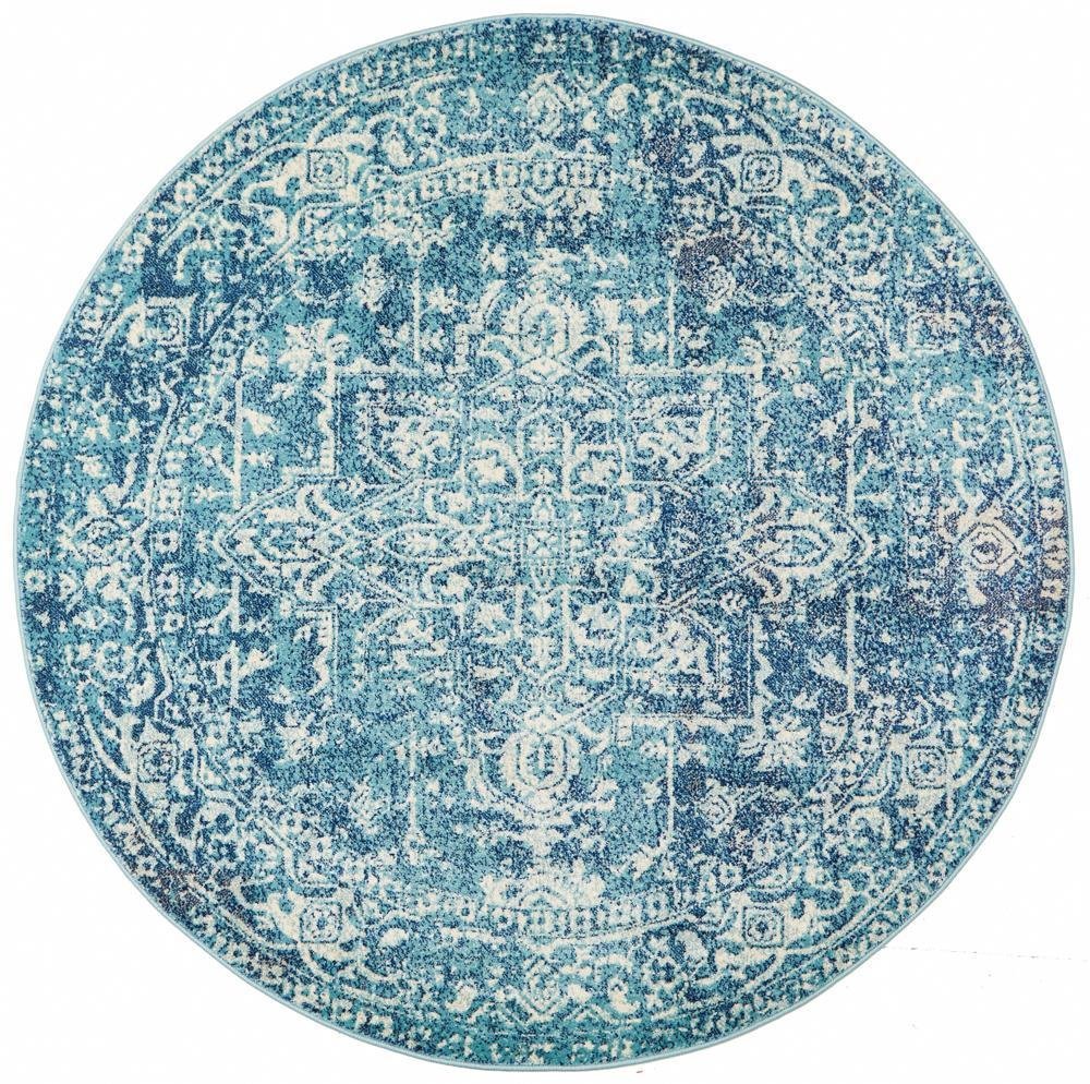 Muse Blue Transitional Round Rug - Floorsome - Modern - EVO - 253 - BLUE - 150X150 - Modern