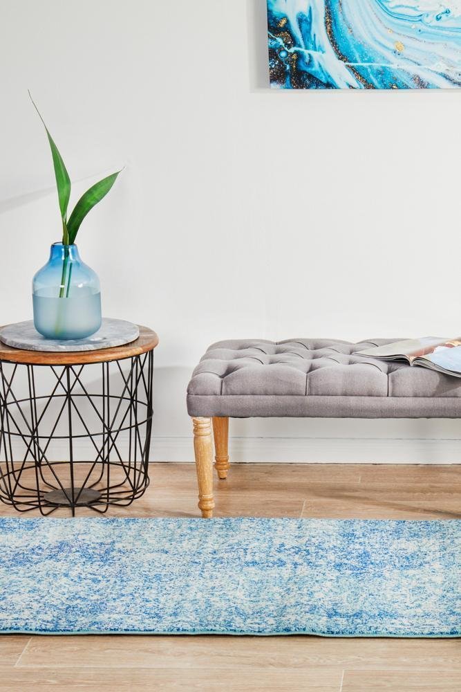 Muse Blue Transitional Runner Rug - Floorsome - Modern - EVO - 253 - BLUE - 300X80 - Modern
