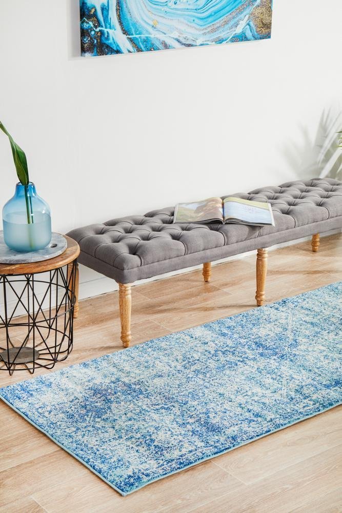 Muse Blue Transitional Runner Rug - Floorsome - Modern - EVO - 253 - BLUE - 300X80 - Modern