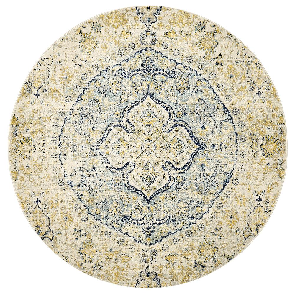 Museum 867 Sky Blue Round Rug - Floorsome - MUS - 867 - SKY - 150X150 - 