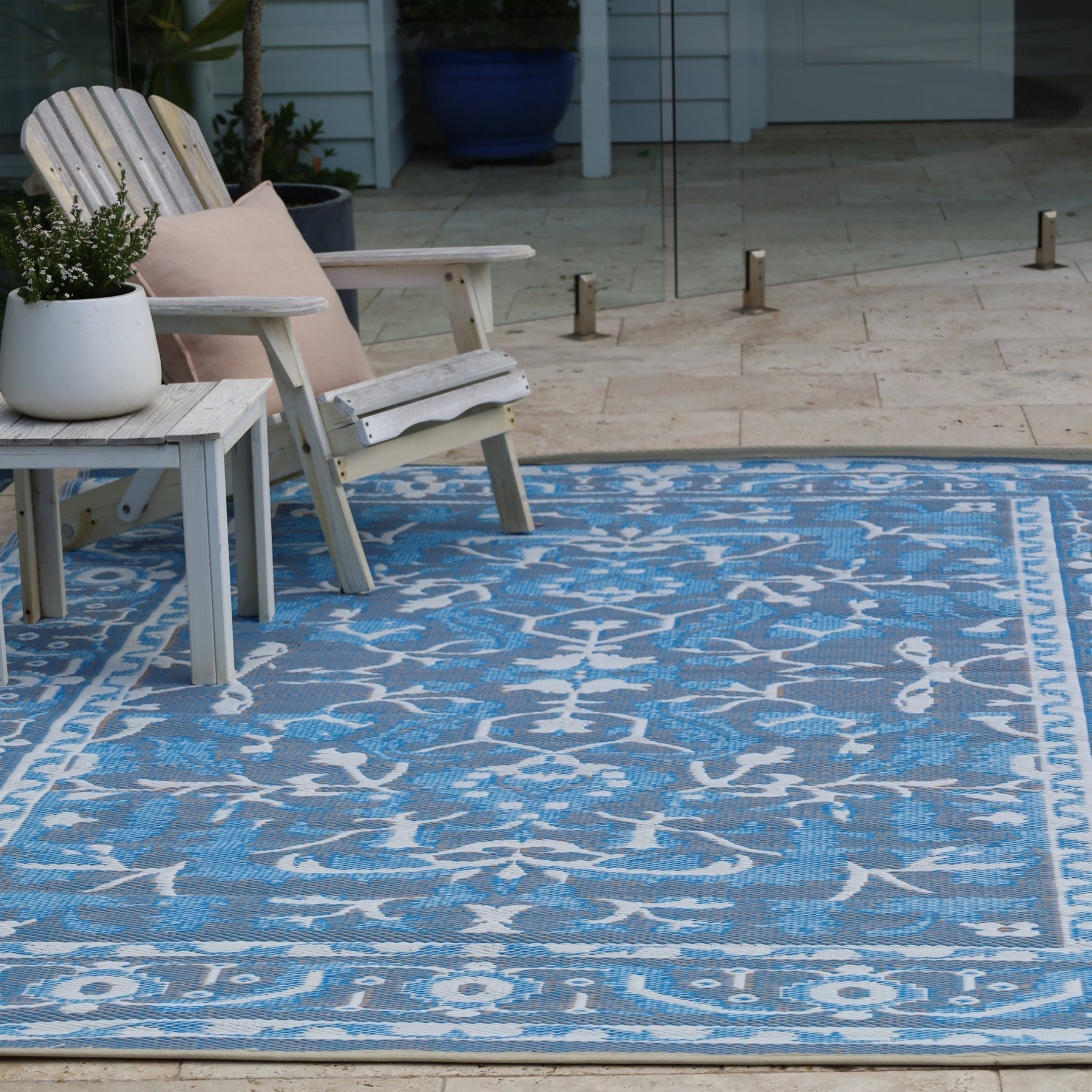 Nain Blue Recycled Plastic Outdoor Rug - Floorsome - Outdoor Rugs -  - Outdoor Rugs