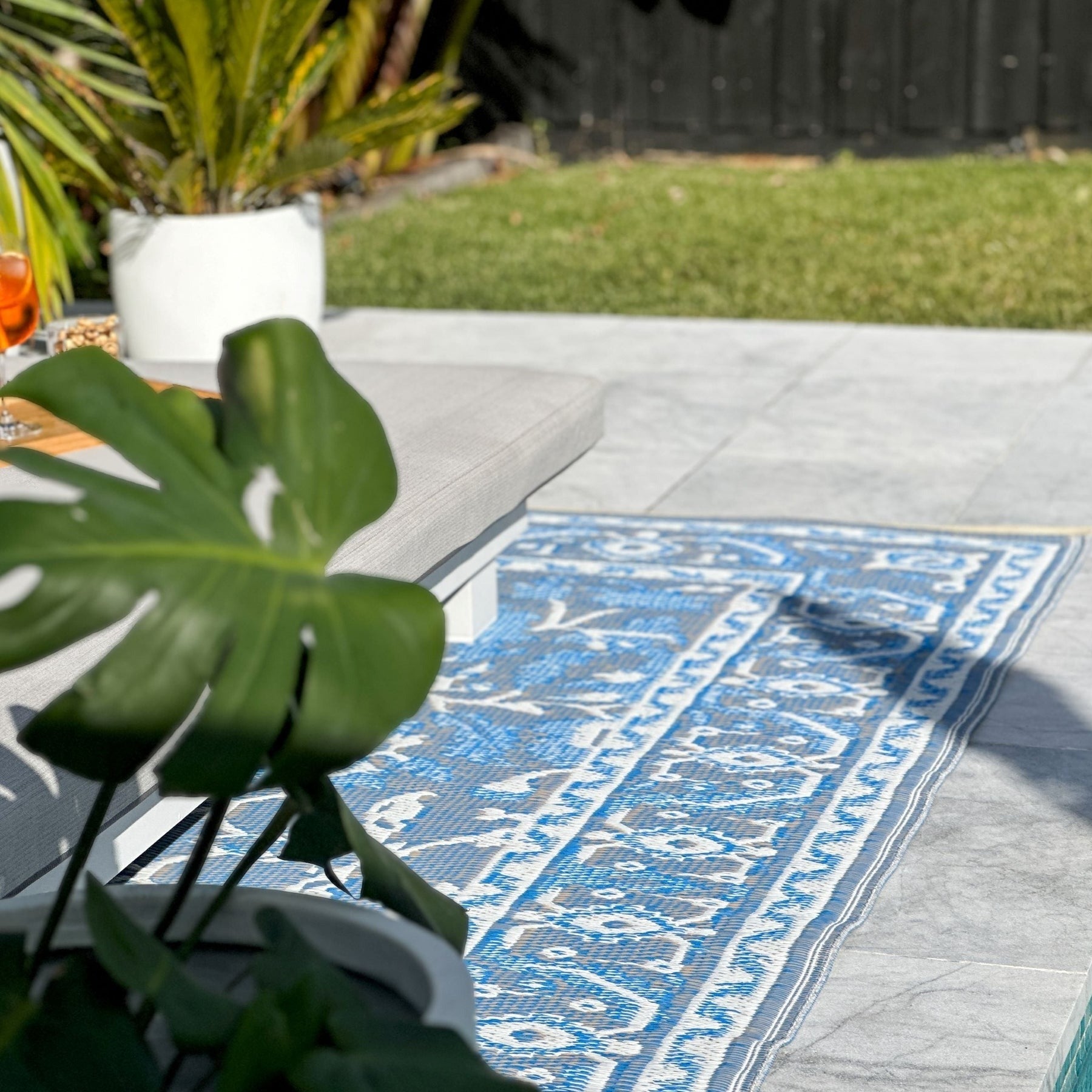Nain Blue Recycled Plastic Outdoor Rug - Floorsome - Outdoor Rugs -  - Outdoor Rugs