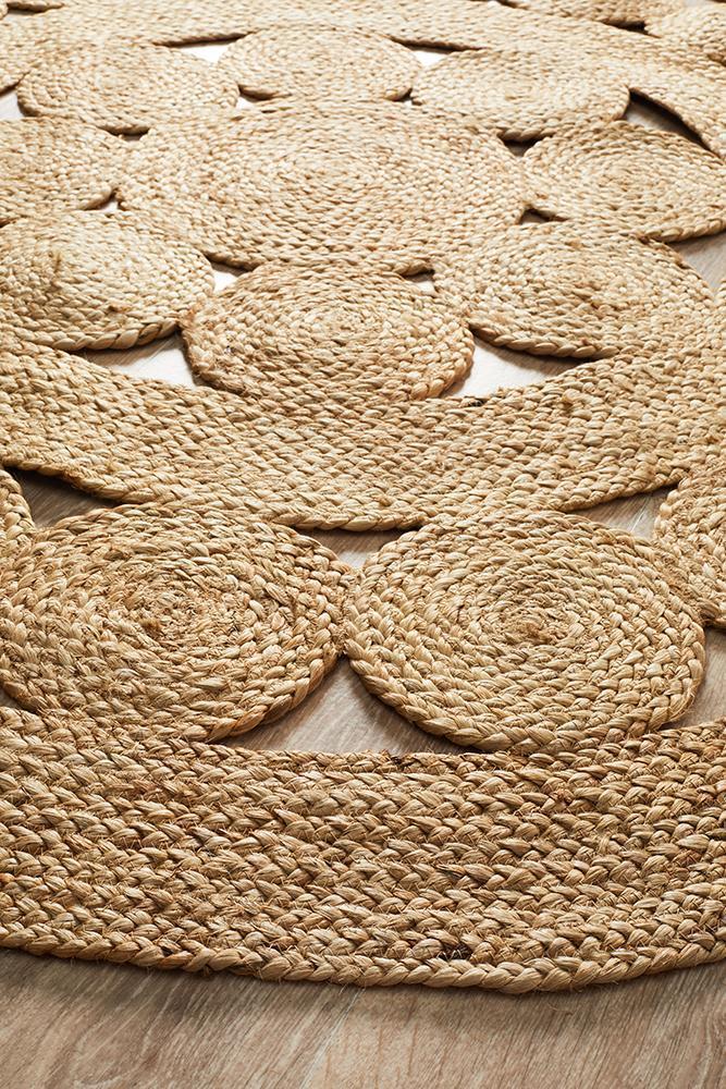 Natural Daisy Jute Rug - Floorsome - Flatweave - ATR - PIL - NAT - 120X120 - Flatweave