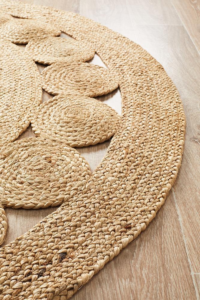 Natural Daisy Jute Rug - Floorsome - Flatweave - ATR - PIL - NAT - 120X120 - Flatweave