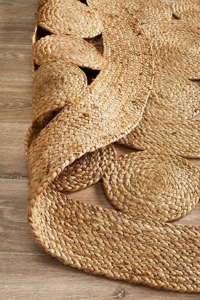 Natural Daisy Jute Rug - Floorsome - Flatweave - ATR - PIL - NAT - 120X120 - Flatweave