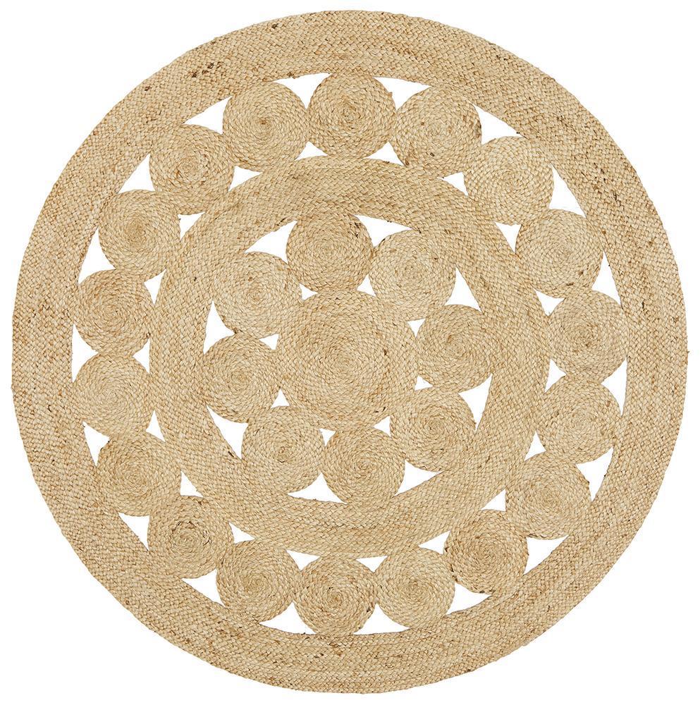 Natural Daisy Jute Rug - Floorsome - Flatweave - ATR - PIL - NAT - 120X120 - Flatweave