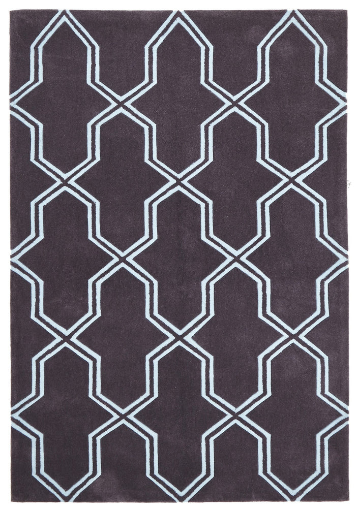 Neo Lattice Design Rug Smoke