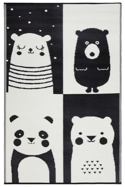 Nika Bear Black & White Kids Mat - Floorsome - Kids - PLRNIKABW120179 - Kids