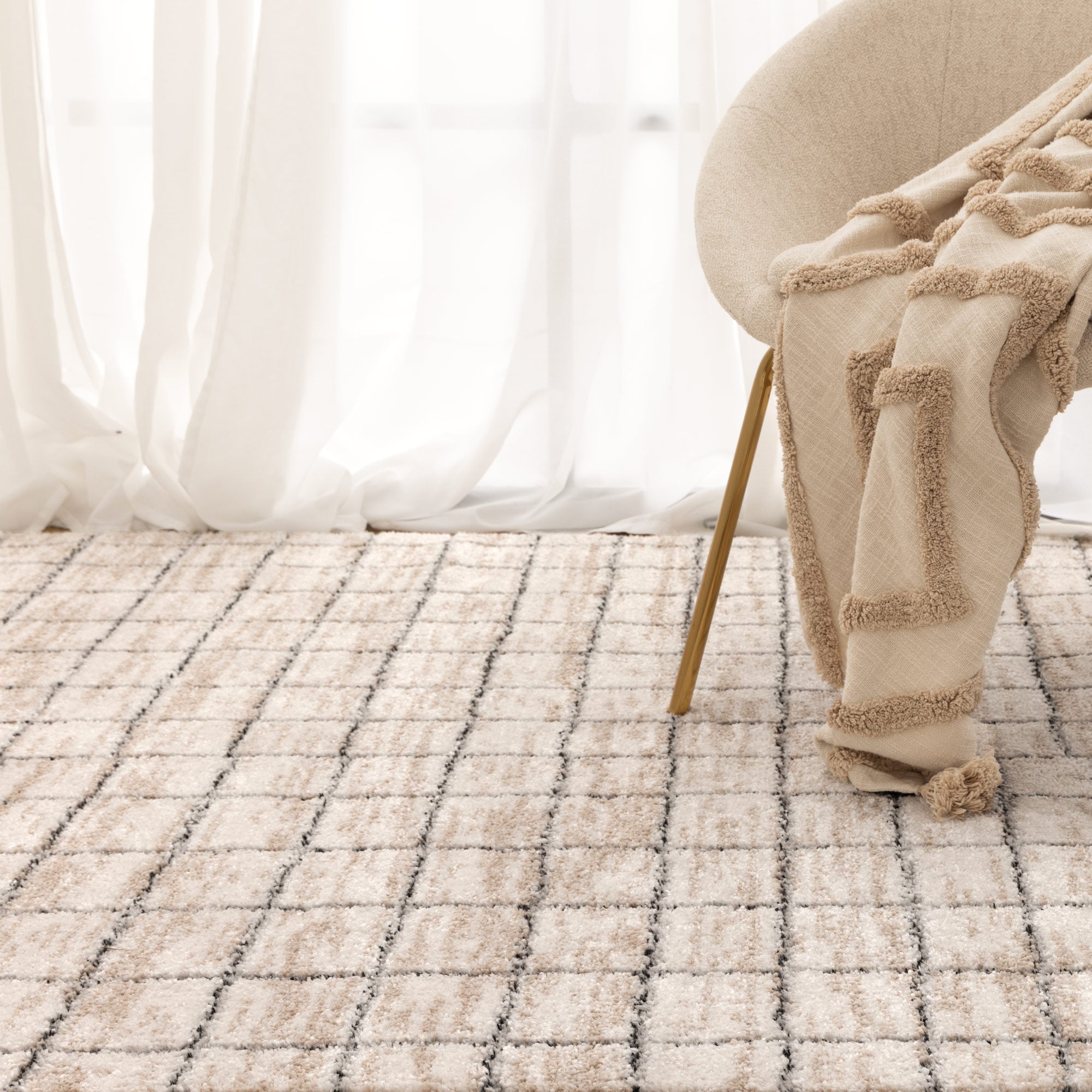 Nola Clean Lines Neutral Rug - Floorsome - Area Rug - NOLA160N004 - Area Rug