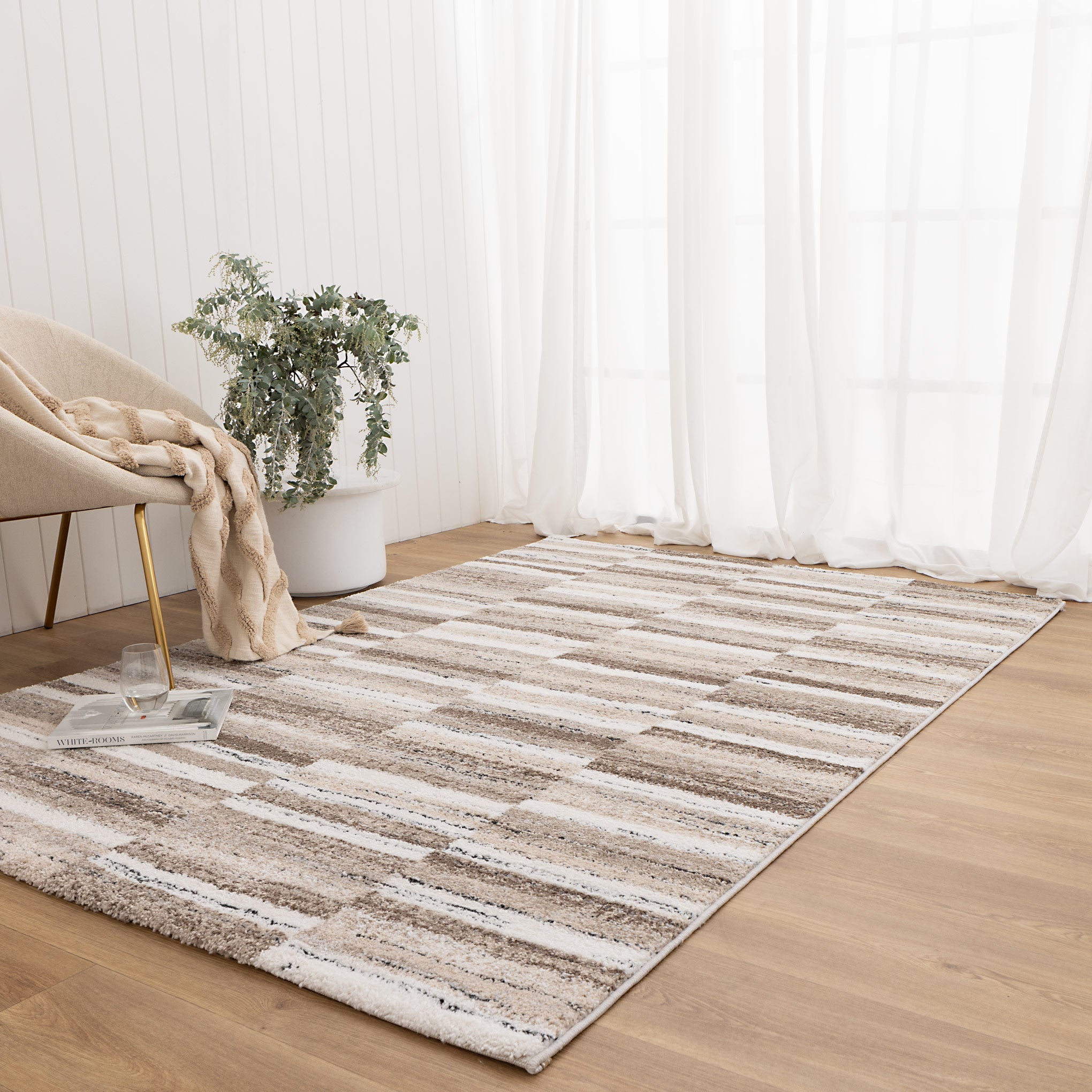 Nola Shapes Beige Brown Rug - Floorsome - Area Rug - NOLA160N002 - Area Rug