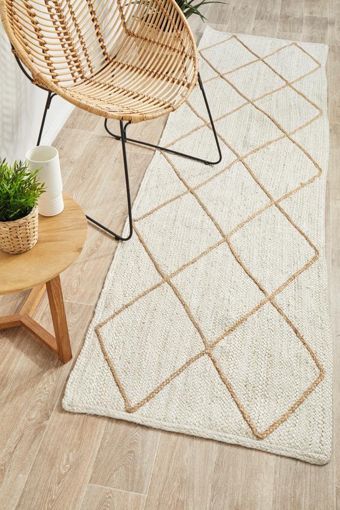 Noosa 222 White Runner Rug - Floorsome - NOOSA COLLECTION - NSA - 222 - WHT - 300X80 - NOOSA COLLECTION