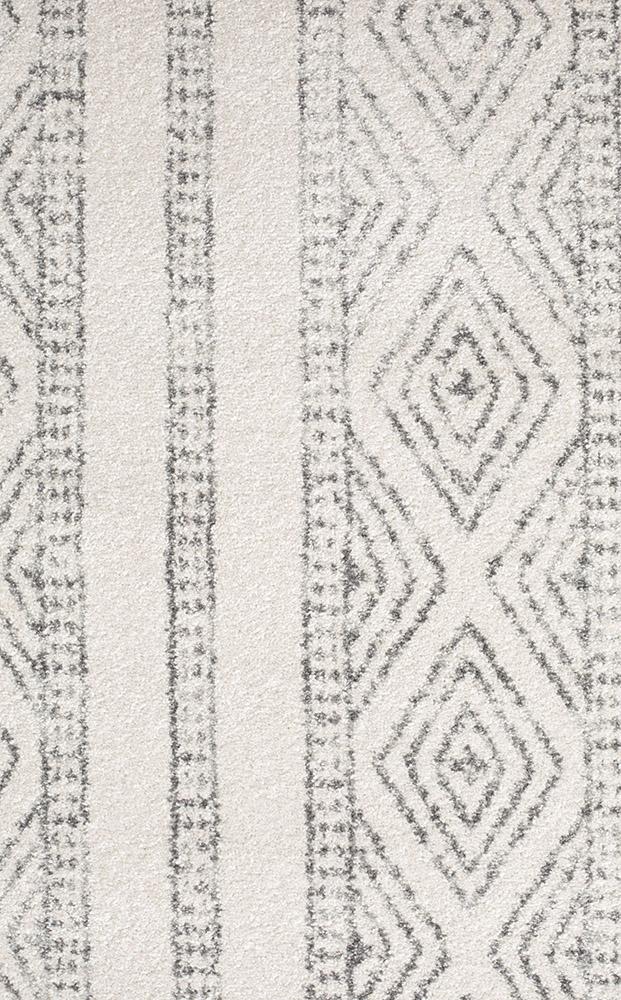 Oasis 450 White And Grey Tribal Round Rug - Floorsome - Modern - OAS - 450 - GRY - 150X150 - Modern