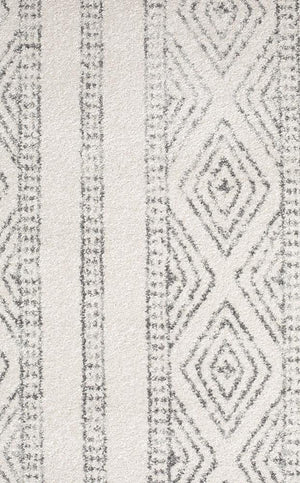 Oasis 450 White And Grey Tribal Round Rug - Floorsome - Modern