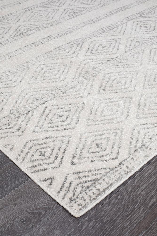 Oasis 450 White And Grey Tribal Rug - Floorsome - Modern - OAS - 450 - GRY - 230X160 - Modern