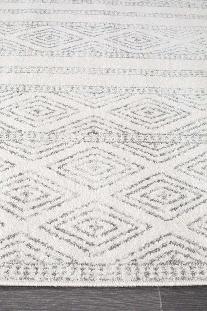 Oasis 450 White And Grey Tribal Rug - Floorsome - Modern - OAS - 450 - GRY - 230X160 - Modern