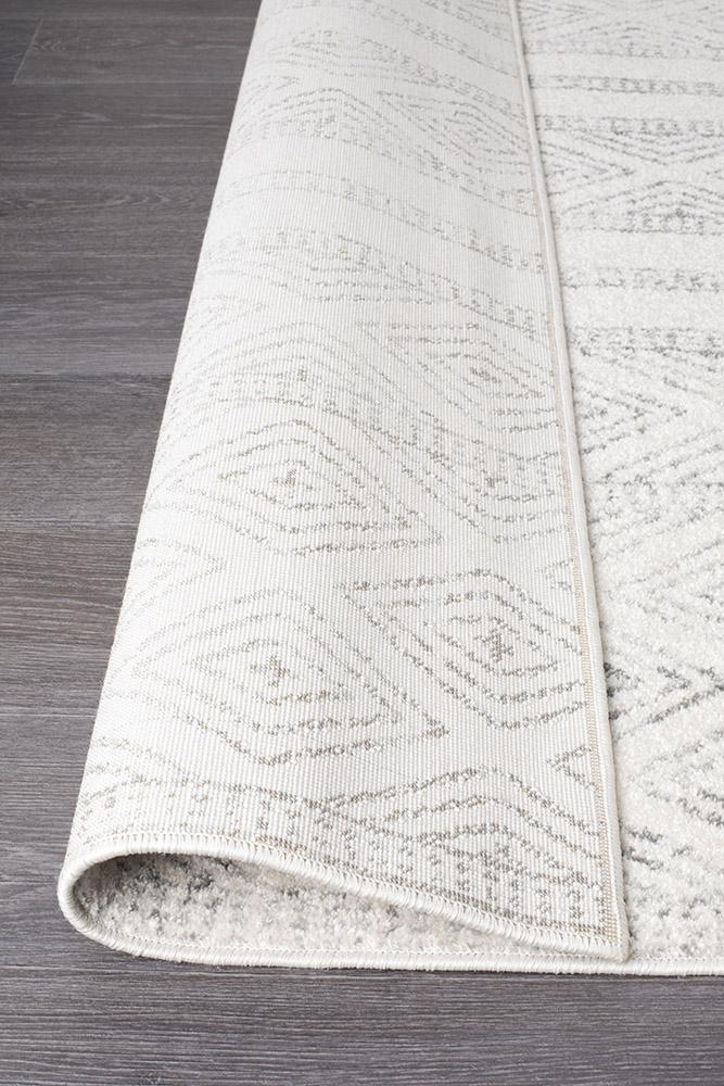 Oasis 450 White And Grey Tribal Rug - Floorsome - Modern - OAS - 450 - GRY - 230X160 - Modern