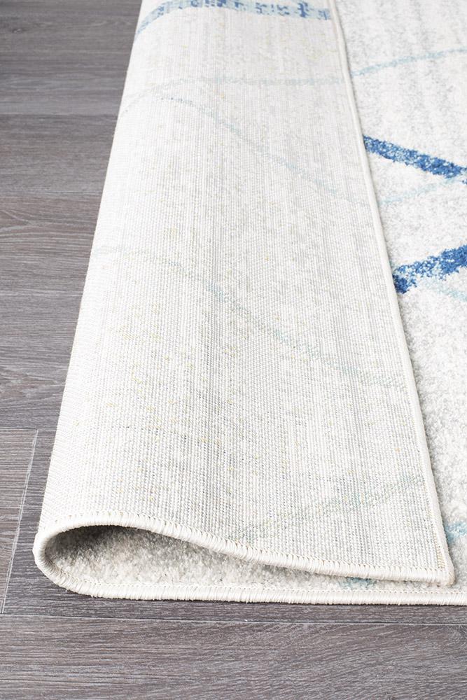 Oasis 452 White Blue Contemporary Runner Rug - Floorsome - Modern - OAS - 452 - BLUE - 300X80 - Modern