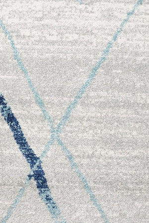 Oasis 452 White Blue Contemporary Runner Rug - Floorsome - Modern